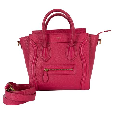 celine luggage fuchsia|CELINE Drummed Calfskin Nano Luggage Fuchsia.